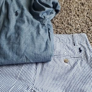 Boys Polo outfit shorts and button down